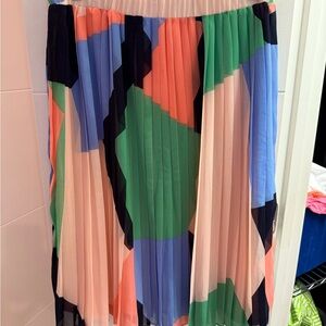 Colorful Geometric Pleated Skirt